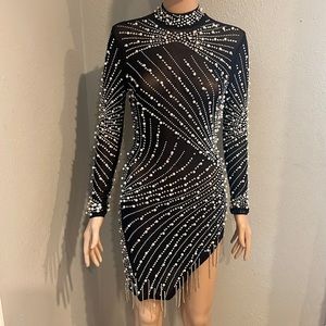 Luxury Rhinestone mini party dress